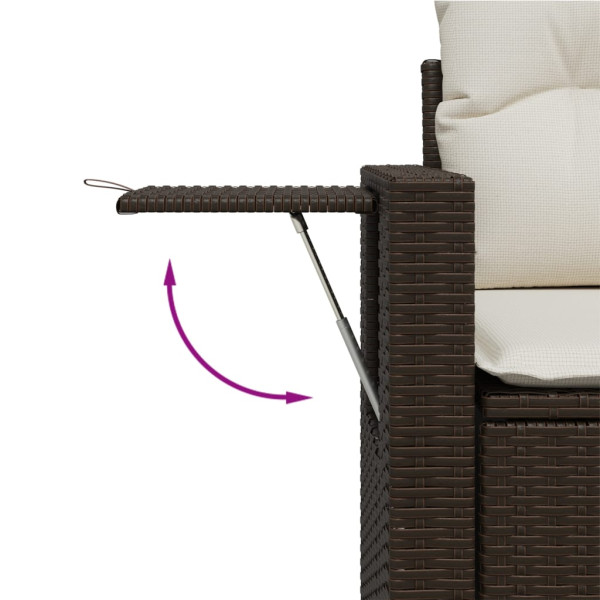 Set comedor de jardín 5 piezas y cojines ratán sintético marrón M 4