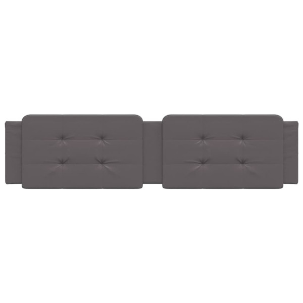 Cabecero de cama acolchado cuero sintético gris 200 cm M 4