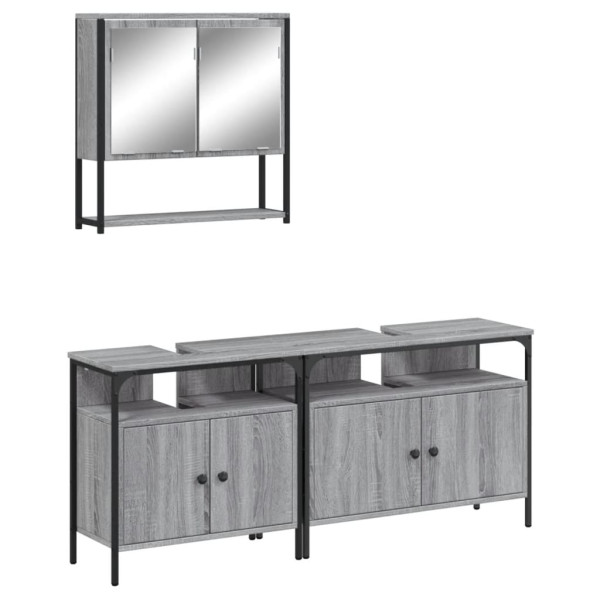 Set de muebles de baño 3 pzas madera contrachapada gris sonoma M 2