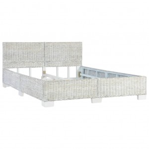 Estructura de cama de ratán natural gris 140x200 cm H