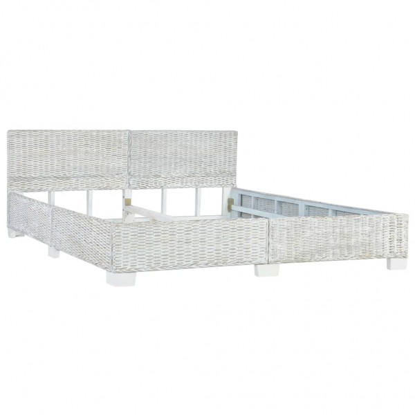 Estrutura de cama 180x200 cm vime genuíno cinzento M 2
