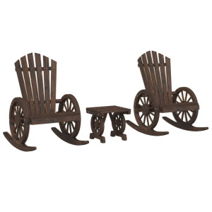 Juego de muebles de jardín 3 piezas madera maciza de abeto H