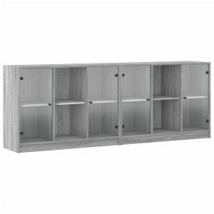 Estantería con puertas madera gris Sonoma 204x37x75 cm H