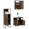 Set de muebles baño 3 pzas madera contrachapada roble ahumado 4