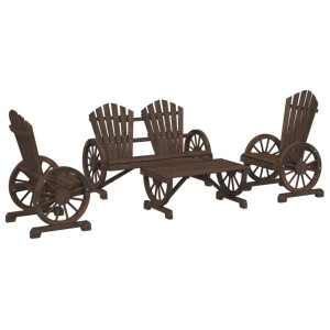 4 pcs conjunto lounge de jardim madeira de abeto maciça H