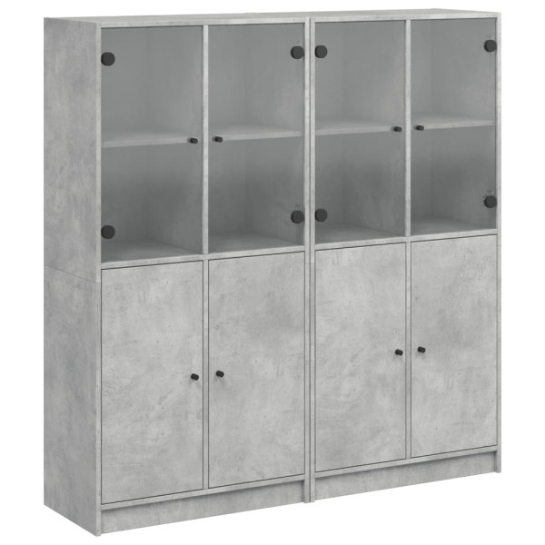 Estantería con puertas madera de ingeniería gris 136x37x142 cm M 2