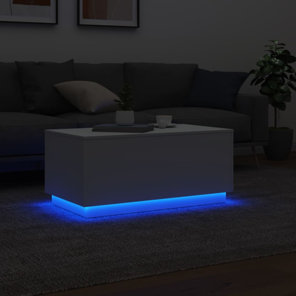 Mesa de centro com luzes LED 90x50x40 cm branco M 5