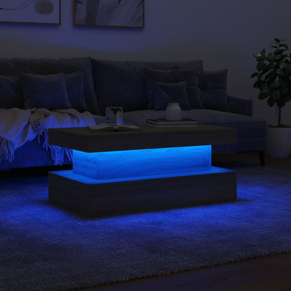 Mesa de centro con luces LED roble Sonoma 90x50x40 cm M 5