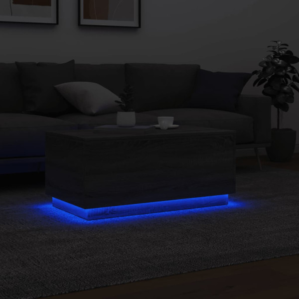 Mesa de centro com luzes LED 90x50x40 cm cinzento sonoma M 5