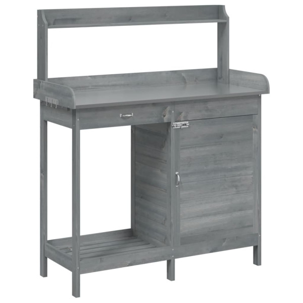 Mesa para macetas y armario madera abeto gris 110.5x45x124.5 cm M 5