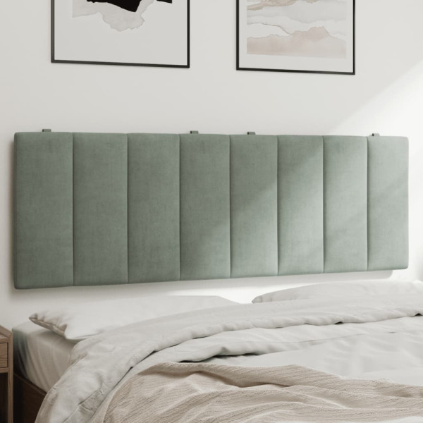 Cabecero de cama acolchado terciopelo gris claro 120 cm D