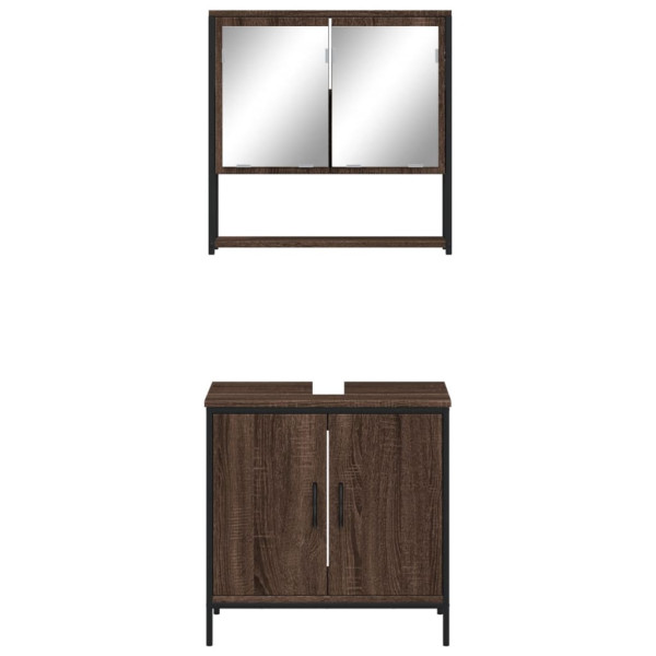 Set de muebles baño 2 pzas madera contrachapada marrón roble M 5