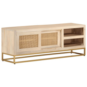 Mueble de TV madera maciza de mango y hierro 110x30x40 cm H