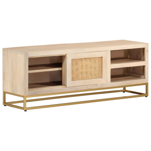 Mueble de TV madera maciza de mango y hierro 110x30x40 cm M 3