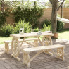 3 pcs conjunto de jantar p/ jardim madeira de abeto maciça 1
