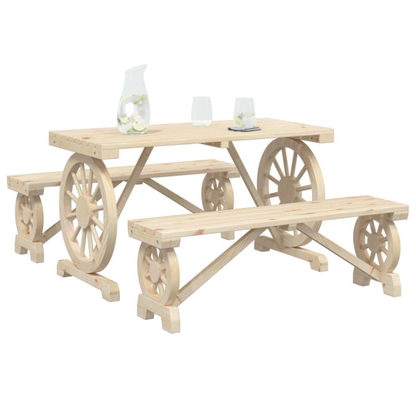 Juego de comedor de jardín 3 piezas madera maciza de abeto M 3