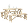 Juego de comedor de jardín 3 piezas madera maciza de abeto 3