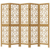 Biombo separador de 5 paneles madera maciza paulownia marrón 4