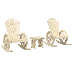 Juego de muebles de jardín 3 piezas madera maciza de abeto H
