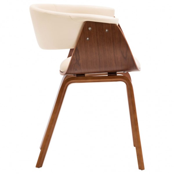 Silla de comedor de madera curvada y cuero sintético crema M 4
