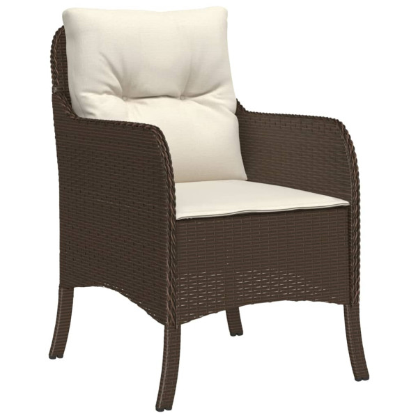Set comedor de jardín 7 pzas con cojines ratán sintético marrón M 3