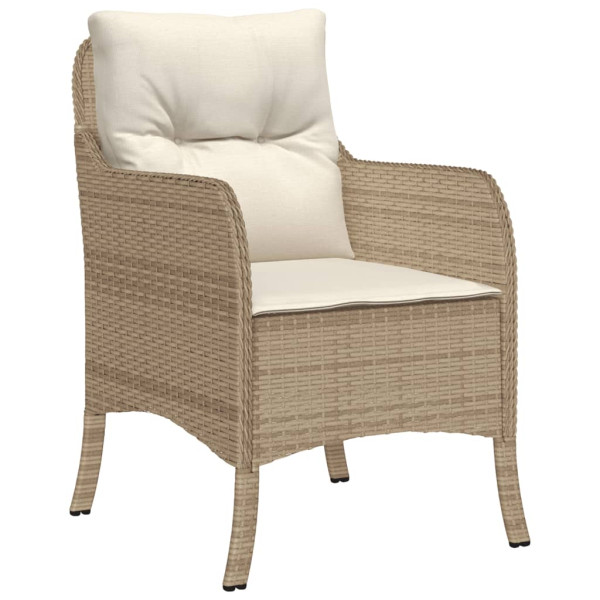5 pcs conjunto de jantar p/ jardim com almofadões vime PE bege M 3