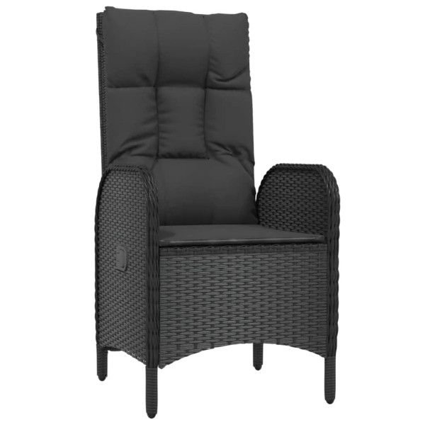 9 pcs conjunto de jantar p/ jardim c/ almofadões vime PE preto M 3