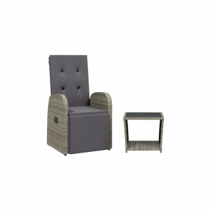 Juego de comedor jardín 2 pzas con cojines ratán sintético gris H
