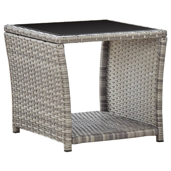 Juego de comedor jardín 2 pzas con cojines ratán sintético gris M 3