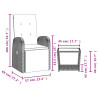 2 pcs conjunto de jantar p/ jardim c/ almofadões vime PE cinza 4