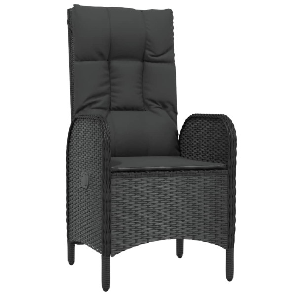 Set de comedor de jardín 7 pzas y cojines ratán sintético negro M 3