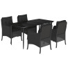 Set de muebles jardín 5 pzas con cojines ratán sintético negro 2