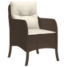 Set comedor de jardín 5 piezas y cojines ratán sintético marrón 3