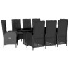 Set de comedor de jardín 9 pzas y cojines ratán sintético negro 2