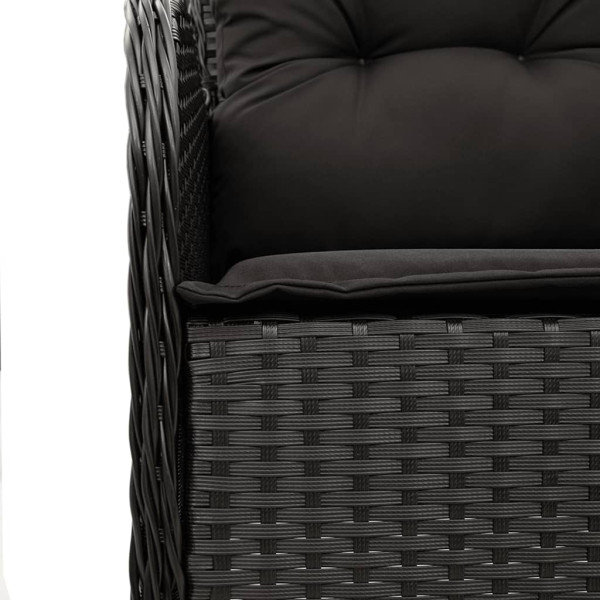 Set de comedor de jardín 9 pzas y cojines ratán sintético negro M 5