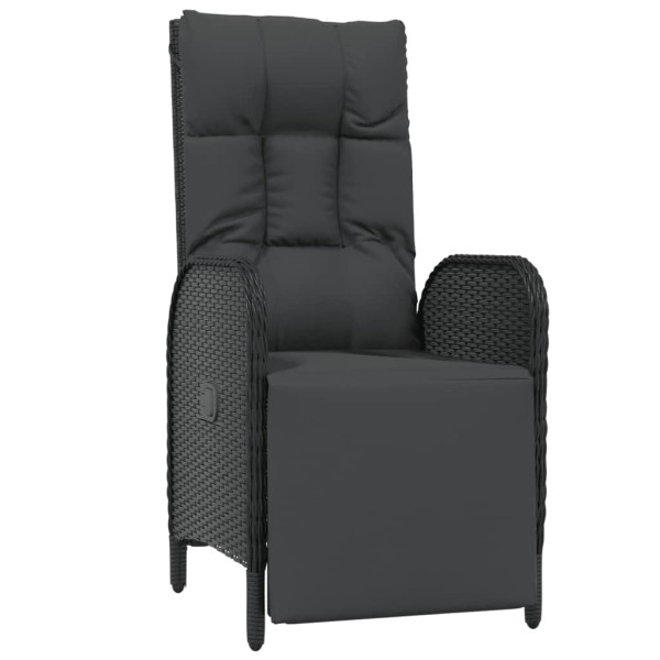 9 pcs conjunto de jantar p/ jardim c/ almofadões vime PE preto M 4