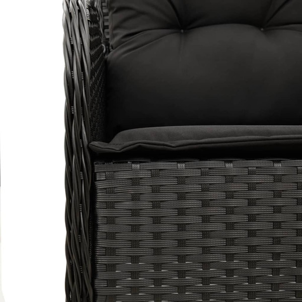 Set de comedor de jardín 7 pzas y cojines ratán sintético negro M 5