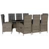 9 pcs conjunto de jantar p/ jardim c/ almofadões vime PE cinza 2