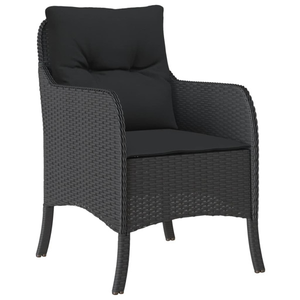 7 pcs conjunto de jantar p/ jardim c/ almofadões vime PE preto M 3