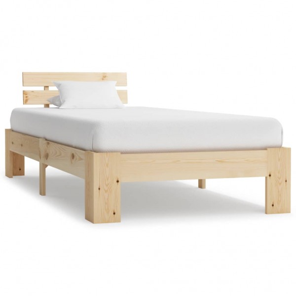 Estructura de cama de madera maciza de pino 90x200 cm D