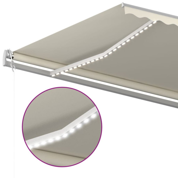 Toldo automático com LED e sensor de vento 600x300 cm cor creme M 5