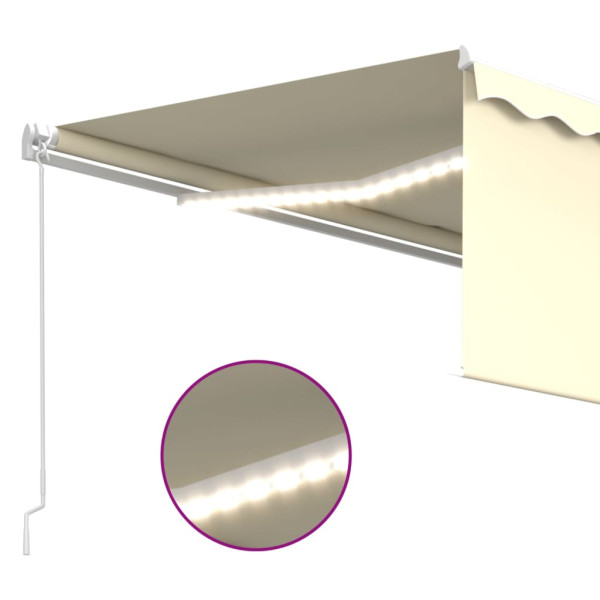 Toldo retráctil manual con persiana y LED crema 4x3 m M 5