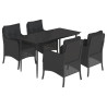 Set de muebles jardín 5 pzas con cojines ratán sintético negro 2
