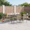 7 pcs conjunto de jantar p/ jardim c/ almofadões vime PE cinza 1