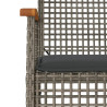 7 pcs conjunto de jantar p/ jardim c/ almofadões vime PE cinza 5
