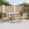 Set comedor de jardín 7 pzas con cojines ratán sintético beige 1
