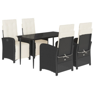 Set de muebles jardín 5 pzas con cojines ratán sintético negro H