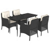 Set de muebles jardín 5 pzas con cojines ratán sintético negro 2
