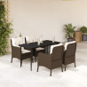 5 pcs conjunto jantar p/ jardim c/ almofadões vime PE castanho 1