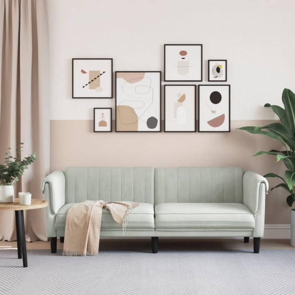 Sofá de 3 lugares veludo cinzento-claro M 3